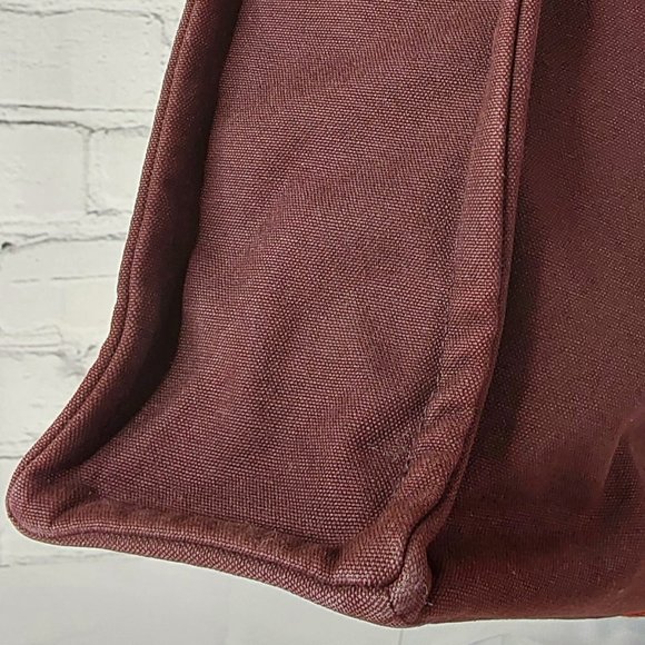 'HERMES-PARIS' 'FOOL TOE BASAS' LARGE PINSTRIPE DOUBLE STRAP CANVAS BAG - Picture 8 of 16